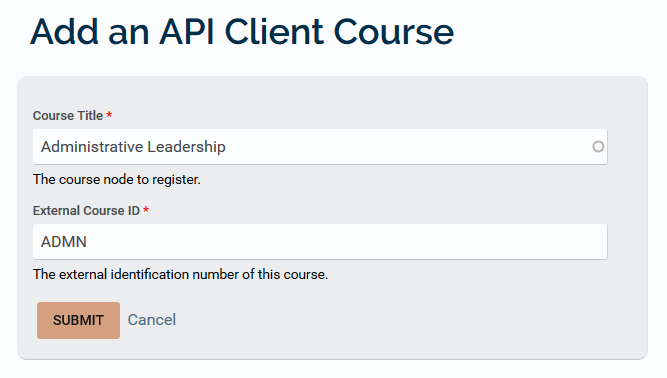 Adding an API course